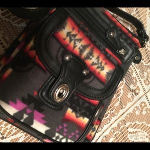 Soft fabric and leather Southwest crossover bag